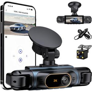 Car Camera Dash Cam Front and Rear Left Right, 4-Channel Video Recording WiFi Dashcam with Phone APP 360 Degree Car Security, HD 2K Car Dashboard Night Vision 24 Hours Parking Monitor G-Sensor