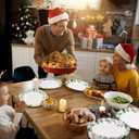 50 Count Oval Christmas Plates, 12"x10" Heavy Duty Paper Plates with Holly Leaves Red Berries for Xmas Holiday Wedding Green and Red Party Supplies Decor