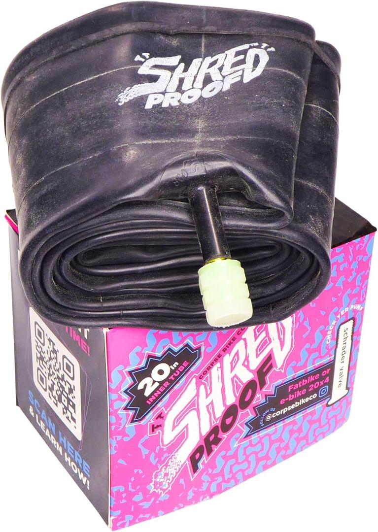 SHREDPROOF 20x4 Fat Bike E-Bike Inner Tube Butyl Rubber with Schrader Valve for Electric Fatbike Ebike