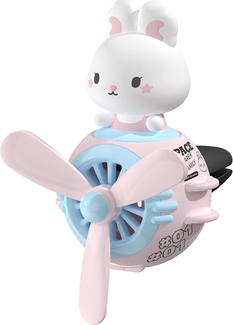 Pilot Rabbit Cute Car Diffuser - Rotating Propeller Cartoon Automotive Air Outlet Fan Creative Car Perfume Decoration - Automotive Air Fresheners