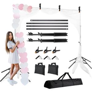 Four-Legged Backdrop Stand 6.5x10ft, Adjustable Video Studios Photo Backdrop, High Stable Backdrop Stand for Parties, Weddings, Photography, Advertising Display