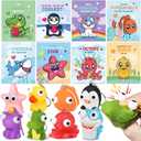 24 Pack Valentines Day Cards with Squeeze Animal Popping Eye Keychains, Valentines Cards for Kids, Fidget Toys for Classroom School Valentine's Gifts Exchange, Valentine's Party Favor Prizes for Kids
