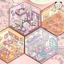 DIY 3D Sticker Scene 6 Sets of Stickers for Girls Make Your Own Mini Shop Scenes Stickers for Kids Cute Cartoon Animal Sticker for Adult Relief Stress Pass The Time