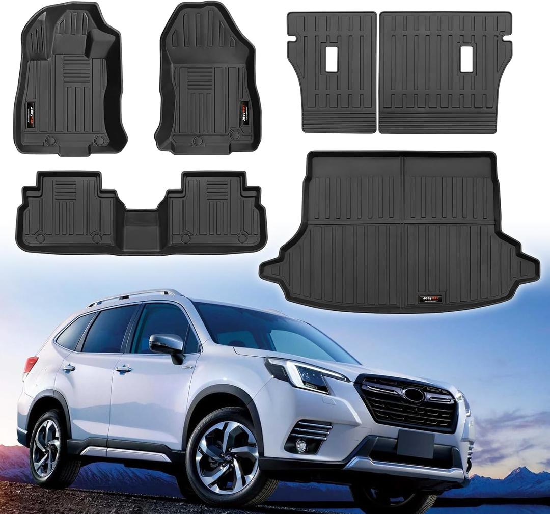Custom for 2019-2024 Subaru Forester Floor Mats & Cargo Liner & Backrest Mat Set All Weather TPE Rubber Forester Accessories (for 2019-2024 Subaru Forester Full Set)