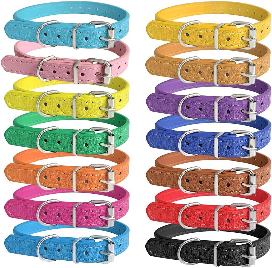Puppy Collars for Litter - 14 Color Adjustable ID Collar Identification Leather Small Dog Collars for Puppy Medium Large Breed Dogs - Neck 6~13 Inches (S(Neck:6''~13''))