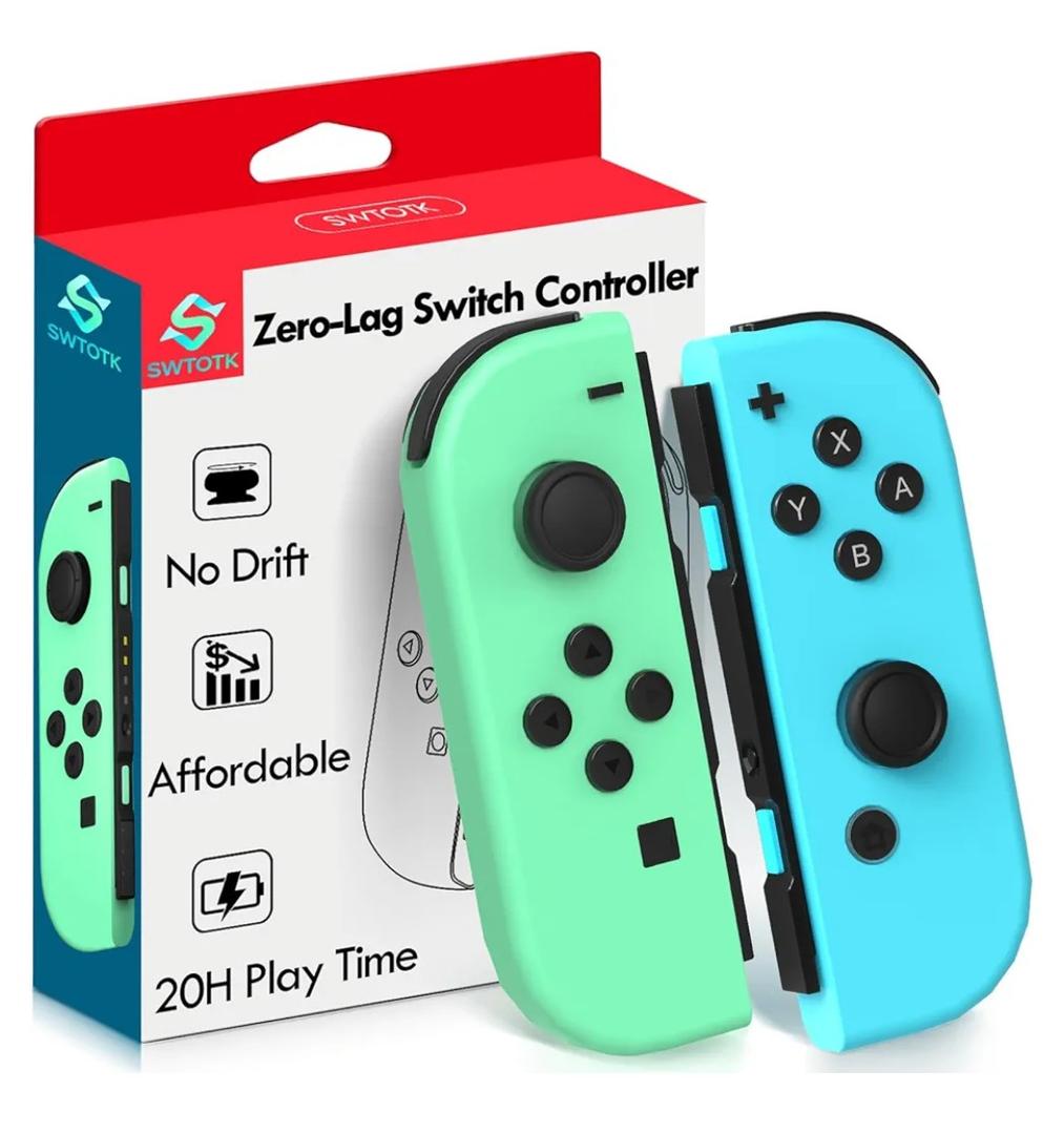 Control for Switch Controller,Wireless Remote for Switch Lite OLED Extra Gamepad with Hall Effect No Drift Joystick Controles Replacement for Joy No NFC Green Blue