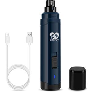 Casfuy Dog Nail Grinder Upgraded - Professional 2-Speed Whisper-Quiet Electric Pet Nail Trimmer Painless Paws Grooming & Smoothing for Small Medium Large Dogs & Cats (Dark Blue)