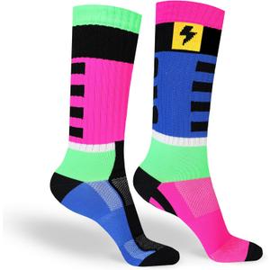 Cycling Socks for Men and Women - Breathable Crew Running Socks -Sport Sock Made for your Daily Exercise and Workouts (Small, Gas Blue-fuchsia)