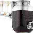 BTaT- Cold Brew Coffee Maker, 1 Gallon Mason Jars Drink Dispenser, Gallon Cold Brew Coffee Maker, Iced Tea Maker, Cold Brew Coffee Carafe, Beverage Dispenser, Glass Dispenser, Cold Brew System (Steel)