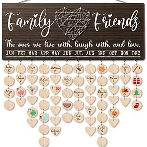 Christmas Grandma Gifts for Mom from Daughter, Wood Family Birthday Reminder Calendar Board Wall Hanging DIY Birthday Tracker Plaque with 120 Tag, Best Mom Dad Grandma Gifts for Birthday Thanksgiving