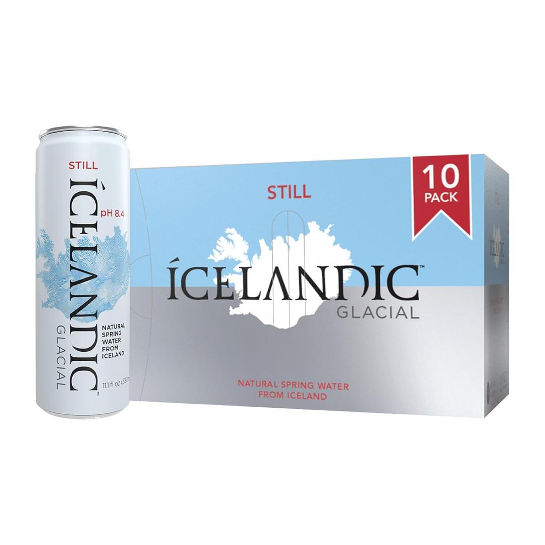 Icelandic Glacial Natural Spring Alkaline Water, 330 ml / 11.1 Fl Oz Cans (Pack of 10) (EXP 03/18/27)