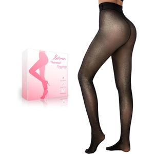 HONGTEYA Fleece Lined Tights Women Winter Thermal Leggings Pantyhose Fake Translucent Thick Warm Sheer Tights (Large)