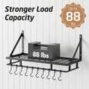 KES 24 Inch Kitchen Pot Pan Rack Wall Mounted Hanging Storage Organizer Wall Shelf With Hooks Matte Black, KUR215S60-BK