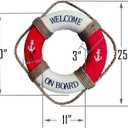 MorroMorn Lifebuoy Wall Hanging Decor - Welcome Aboard Mediterranean Style Home Decoration Hemp Rope (Red, 20")