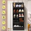 18 Pairs Over the Door Shoe Organizer, Shoe Rack for Closet Door with Large Breathable Pockets, Hanging Shoes Rack for Boots, Behind the Door Organizer Shoe Holder for Categorized Storage, Black