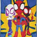Jay Franco Plush Throw Blanket  46" x 60" Inches Kids Hero Soft & Cozy Fleece Throw for Bedroom & Couch Dcor, Official Licensed Product, Multi - Spidey & Friends