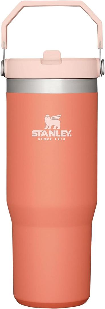 STANLEY IceFlow Stainless Steel Tumbler - Vacuum Insulated Water Bottle for Home, Office or Car Reusable Cup with Straw Leak Resistant Flip Cold for 12 Hours or Iced for 2 Days, Grapefruit, 30OZ