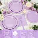Purple Plates and Napkins for 24 Guests, 9’’ Disposable Scalloped Paper Plates and 7’’ Lavender Dessert Cake Plates Tableware Set Party Supplies for Birthday, Baby Shower Decorations, Wedding