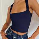 REORIA Butsmooth Women's Square Neck Going Out Crop Tops Double Lined Cute Basic Tank Tops 2026 Clothes (XS)