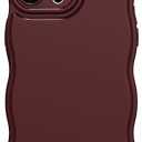 Set of 3,Anuck for iPhone 12 Pro Case Wave, Curly Frame Design for Women Girls, Cute Wavy Solid Color Aesthetic Phone Case Soft Flexible TPU Shockproof Full-Body Protective Cover 6.1" - Red