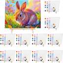 10 Set Acrylic Paint Canvas Set  8x10 Inch Mini Canvas Painting Kit with 10 Wood Easels, 20 Brushes, 12 Paint Sticks, 10 Palettes  Art Supplies for Kids & Beginners, Ideal for Parties & DIY Painting