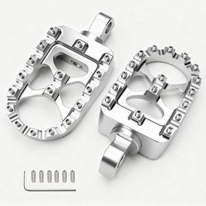 MDPROMCP CNC Motorcycle Wide Foot Pegs Aluminum 360 Roating Adjustable Suitable Compaitble with Dyna Fatboy Iron 883 Sportster 883(Silver)