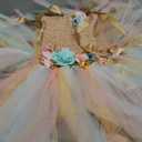 Tutu Dreams Long Train Fairy Princess Dress for Girls 1-8Y with Wings Set Birthday Party (Large, Brown)