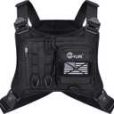 CVLIFE Outdoor Chest Bag for Men, Tactical Chest Pack, Adjustable Running Vest Bag, Lightweight Anti-theft EDC Rig for Hiking (Black)