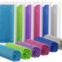 Fivali Cooling Towels for Neck and Face: 6 Pack Cooling Neck Wraps Chilly Sweat Towels for Gym Sports Workout, Grey 40"x12" (Green+rose Red+royalblue+purple+azure Blue+light Gray)