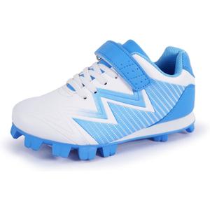 Baseball Cleats for Kids - Unisex-Child Rubber Molded Softball Cleat - Boys Girls Outdoor Athletic Shoes (6 Big Kid, Blue)