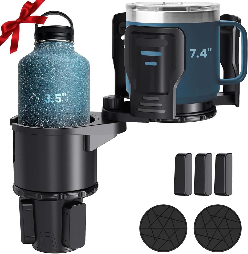 UNIWA Car Cup Holder Expander,2 in 1 Extra Adapter Expandable Automotive Cup Holders,Cupholder Extender Holder for Car,Large Car Drink Holders for Owala,Yeti,Stanley,Nalgene