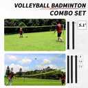 Zdgao Volleyball and Badminton Combo Set for Backyard - 20FT/32FT Volleyball/Badminton Net with Adjustable Height Pole,Anti-Sag System,Volley Ball, Badminton Racquets,Boundary Line and Carry Bag