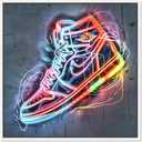 Notoriart Colorful Lights Sneaker Framed Sneaker 1 Piece Canvas Wall Art, 13" x 13", White Frame