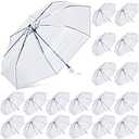 18 Pcs Clear Foldable Umbrellas Bulk Transparent Travel Umbrella Clear Umbrella Manual Open and Close Compact Folding Umbrella for Wedding Anniversary Christmas Party Favors (White Trim)