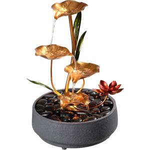 Indoor Tabletop Fountain Exquisite Meditation Desk Water Fountain Decorative Zen,4-Tier Lotus Desk Fountain,Home/Office Decor Housewarming Gift for Mom23154