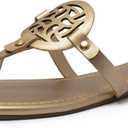 katliu Women's Flat Sandals Flip Flop Sandals Comfortable Dressy Thong Sandals (9, Gold)