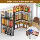 Spicy Rack Pro Expandable 10"-18.9" Spice Rack for Cabinet, 2-Tier Wood & Metal Shelf, Heavy Duty, High Space for Large Bottles, Easy 3-Min Install, Stackable or Side-by-Side