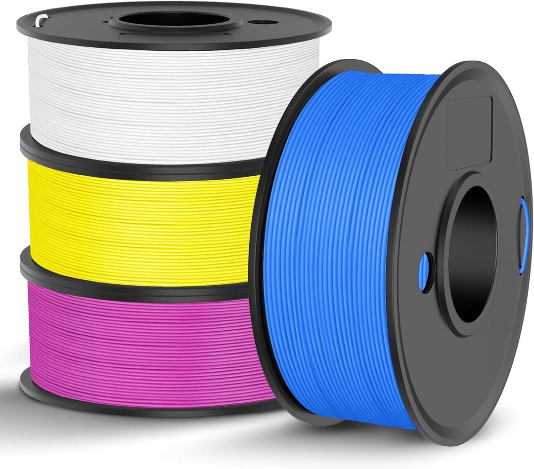 TECBEARS High Speed PLA 3D Printer Filament BundleMatte PLA Filament 1.75mm for High Speed 50-600mm/s, 4 Pack,0.25kg per Spool,Pri-Magenta+Pri-White+Pri-Yellow+Pri-Cyan