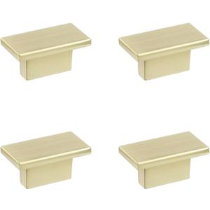 Mcredy 4 Pcs Cabinet Knobs Gold Rectangle Cabinet Pulls with Screws Zinc Alloy Modern Drawer Handles with Screws for Dresser Wardrobes Doors, 16mm/0.63" Hole Distance