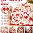Remagr 50 x 70 Inch Christmas Coquette Bow Throw Blanket Christmas Coquette Gift for Women Feather Microfiber Xmas Throw Blanket for Xmas Living Room Sofa Bed Decor(Bow,Red)