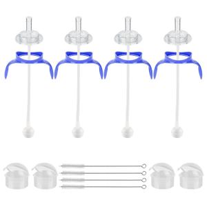 Straw Cup Conversion Kit for Lansinoh Baby Bottles,Straw Cup Transition Kit with Weighted Straw, Soft Straw Nipples & Easy-Grip Handle, 8m+, 4-Pack