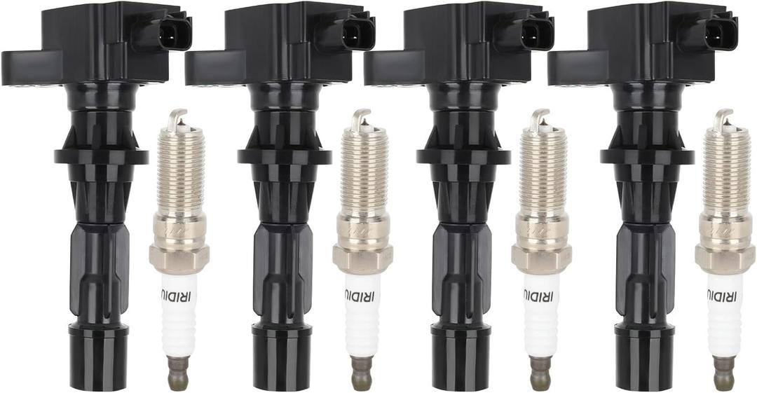 ECCPP UF516 4 ignition coils with 4 iridium Spark Plugs for ford for Mercury Fusion Milan 2006 2007 2008 2009 2.3L L4 UF516 SP530