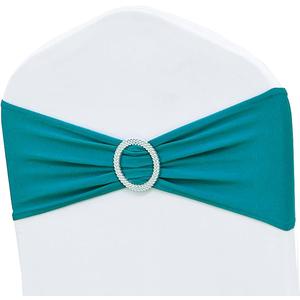 50 Pack Spandex Turquoise Chair Sashes Bows Stretch Teal Chairs Bands with Buckles Universal Elastic Chair Ties for Party Celebration Ceremony Events Wedding Decorations