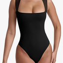REORIA Women’s Sexy Sleeveless Square Neck Mesh Sheer Double Lined 2025 Trendy Going Out Bodysuit Tops S