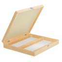 100 Place Microscope Slide Wooden Box, Vabiooth Hinged Storage Microscope Slide Holder Case with Cork Lining and Clasp