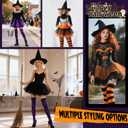 Zando Halloween Witch Costume Women - 3 Pcs With Witch Hat, Tutu, And Striped Thigh High Socks Set for Adult Party (L)