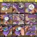 Button Maker Machine 58mm (2.25 inch), DIY Button Pin Maker Machine Comes with Free Button Parts, Circle Cutter, Cutting Board, Pattern Paper, Holographic Bags, Colored Film, and Protective Case