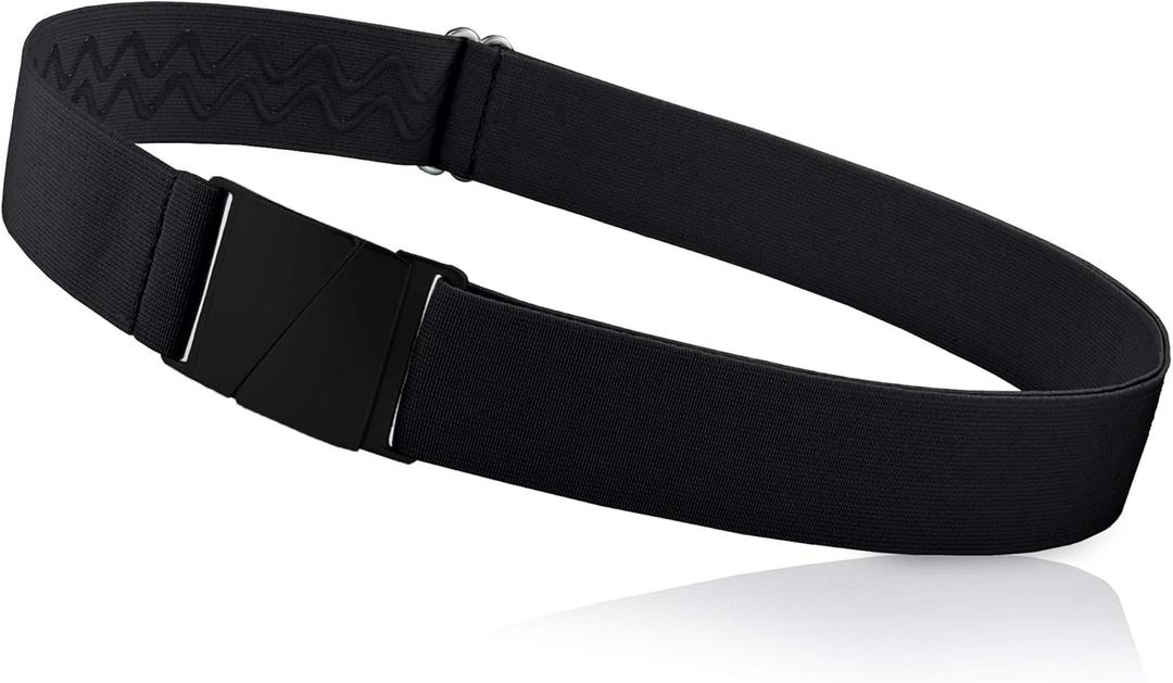 ONE-BELT No Show Invisible Elastic Belts for Women & Men 1.5" adjustable Non Slip Fits waist upto 50 Inch. Designed in USA. (Matte Black - Black)