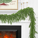 2 Pcs 9FT Christmas Norfolk Pine Garland,Realistic Cedar Garland Artificial Pine Cypress Vines,Greenery Garlands for Holiday Xmas Indoor Mantle Decor