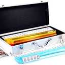 American Mahjong Set 166 Tiles 4 All in One Pusher Rack Combo (Aluminum Case), 20 inches x 8 inches x 4.5 inches